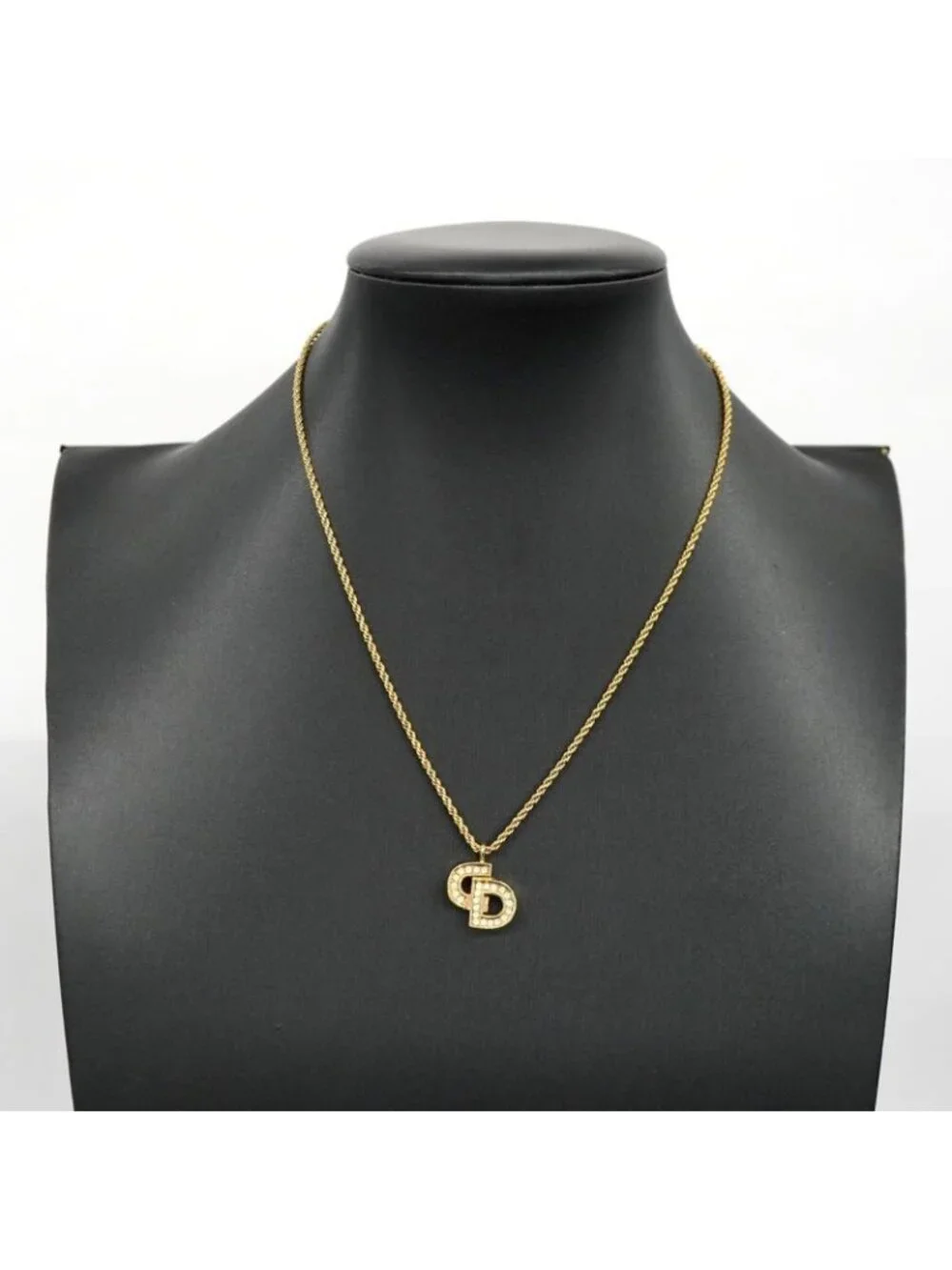 ★SOLD★ Dior Necklace Cdlogo Gold Plated Line Stone - Picture 7 of 9